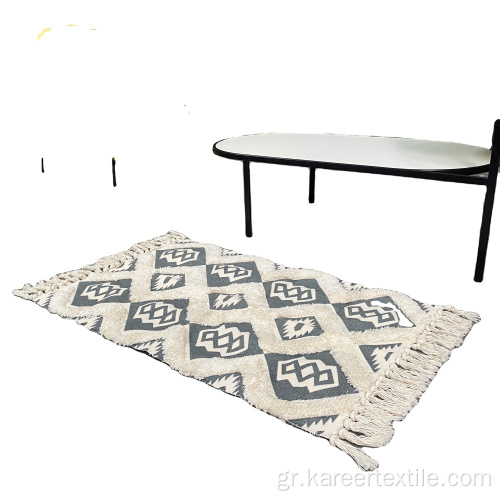 Custom Modern Geometric Cotton Woven Rug